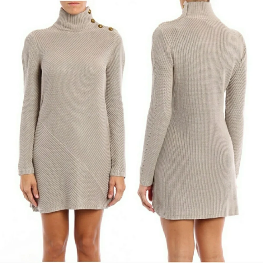 Tory Burch Brodie Tunic Dress Sweater Viscose Turtleneck Knit Size Medium